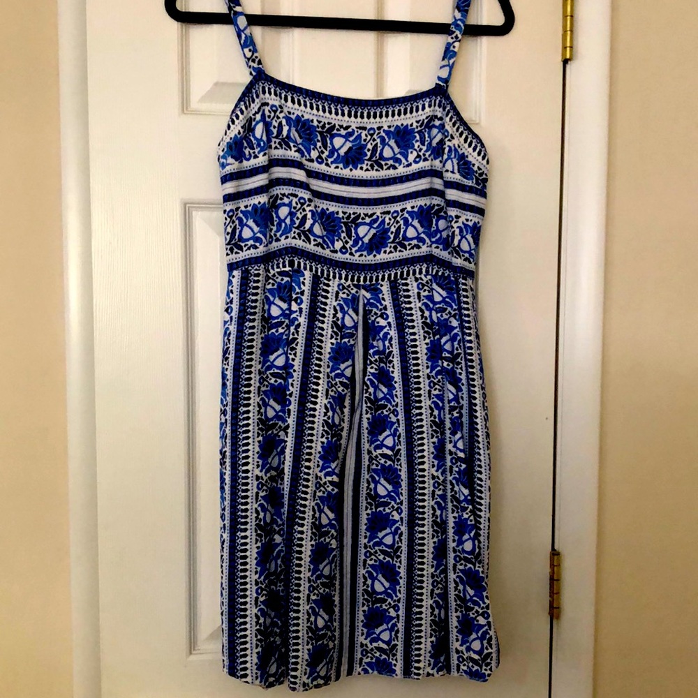 Super Flirty Blue Floral Patterned LOFT Dress